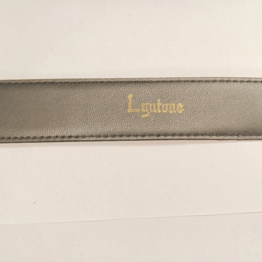Lyntone Belt Mens 46 Black Good Glazed Aniline Leather Easy Stretch Made in USA